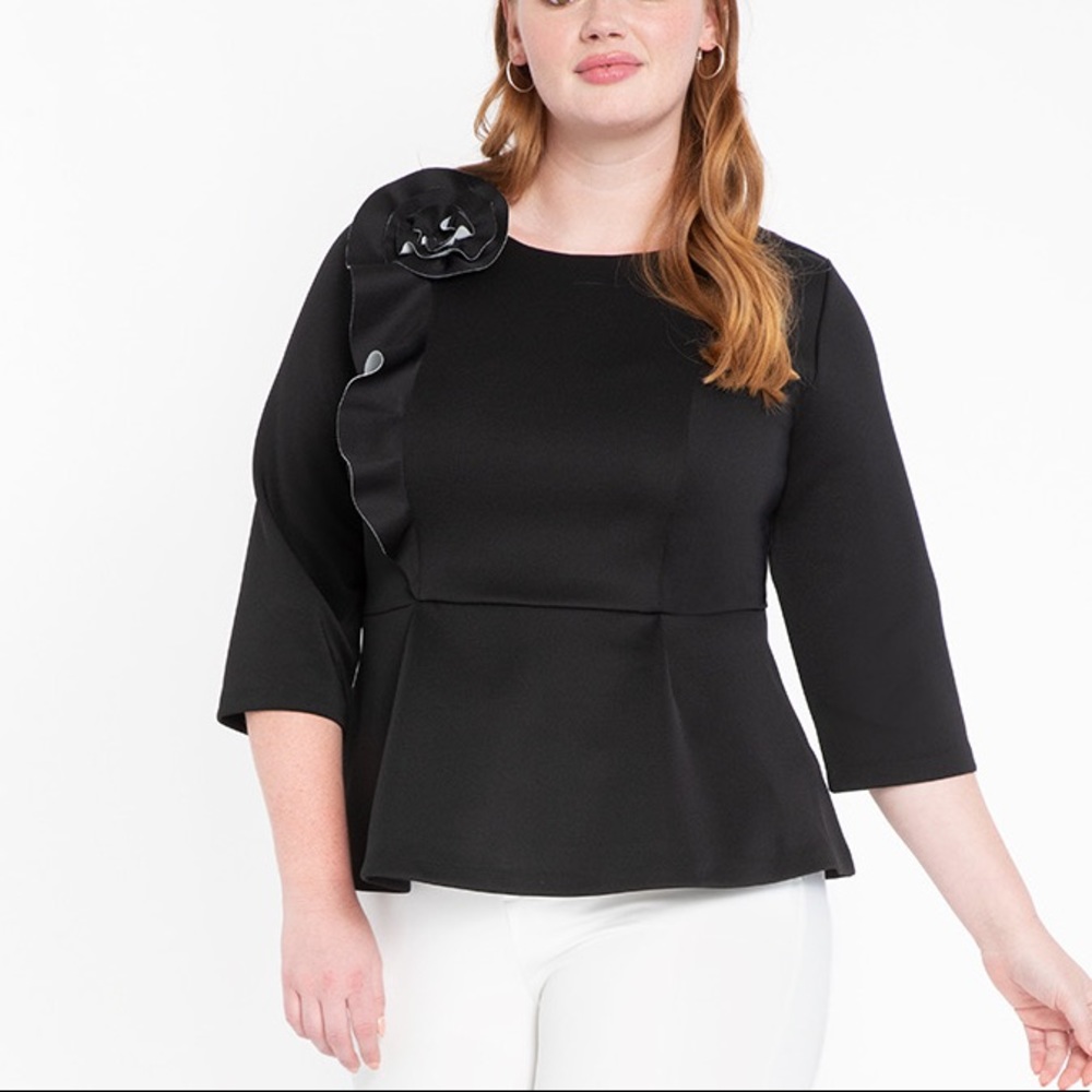 PLUS Eloquii Peplum Black Top